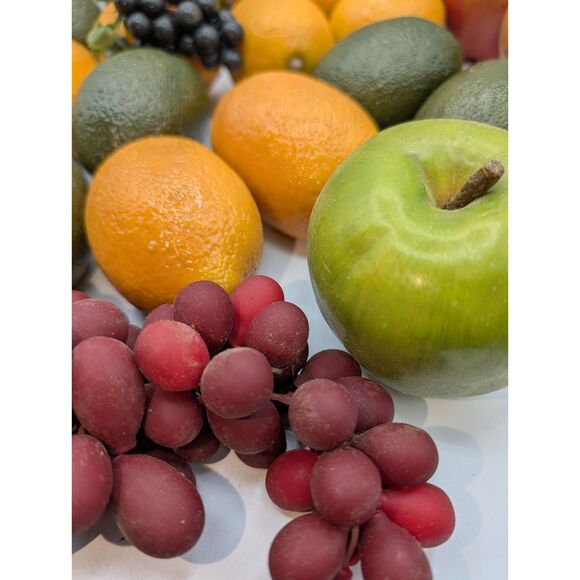 31 pcs Artificial Faux Realistic Fruit Lemons Limes Grapes Apples Plum - Picture 2 of 7